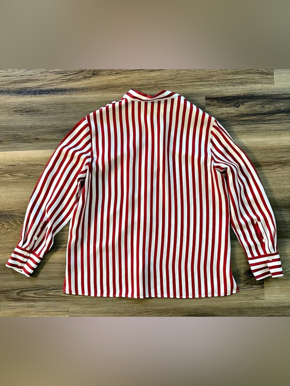 LilySilk Amalfi Stripe Silk Shirt Redu & White Size Large - Picture 4 of 10
